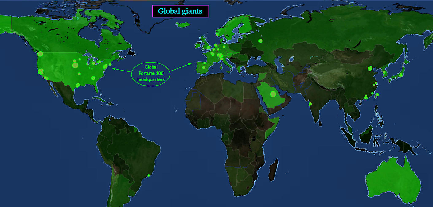 Global Fortune 100, 2010 map